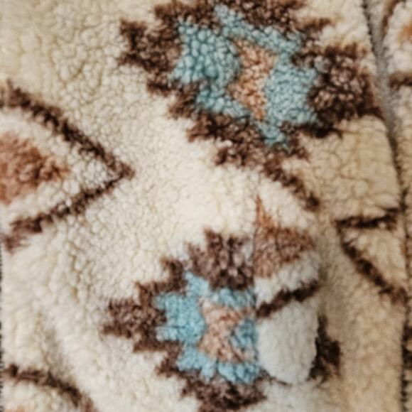 RSQ Small Aztec Teddy Sherpa Cropped Hoodie Full Zip Fuzzy Western Bohemian - Picture 4 of 7